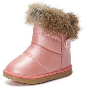 KVbabby Filles Bottes de Neige Antidérapant Sole souple Bottes d'hiver Bébé Fourrure Doublé Antidérapant Bottes,Pink,20 EU = étiquette 21 - Publicité