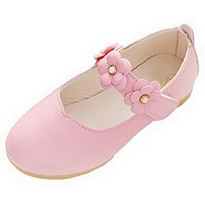 Fancyland Chaussure Princesse Fille Ballerine Sandale Cérémonie Mariage Simili Cuir Souple Party Pompes (28 EU, Rose) - Publicité