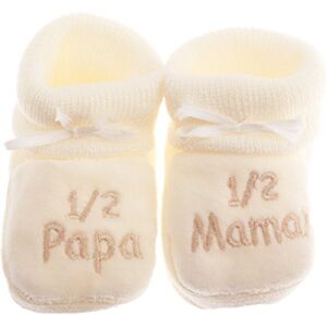 King bear Chaussons bébé brodés 1/2 Papa 1/2 Maman, 0/3mois couleur au choix (Beige) - Publicité