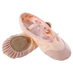 s.lemon Chaussons de Danse,Toile Semelle Fendue Cuir Bout Rond Rose Chaussure Ballet pour Enfants Adulte 28 - Publicité