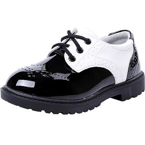 PPXID Garçon Fille Mixte Enfant Ecole Cuir Oxford Chaussures de Ville à Lacets pour Mariage Costume-Blanc 28 - Publicité