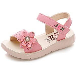 QZBAOSHU Sandale Fille Chaussure Enfant Fille Ete Sandalette Fille Cuir 28 EU,Rose Foncé - Publicité