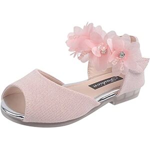 Generic Sandales pour bébé fille Motif floral Chaussures simples Diamant brillant Bowknot Princesse Sandales en cuir Chaussures de danse Chaussures d'été, Z3 rose., 27 EU - Publicité