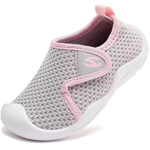 SMajong Chaussons de Maison Garçon Pantoufle d'intérieur Fille Chaussettes Antidérapantes Bébé Chaussures Premier Pas Chaussures de Sport Gris Rose 22 EU - Publicité