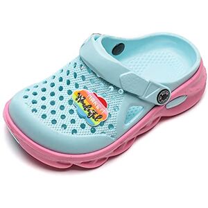 YuanDiann Sabot de Plage Enfant Garcon Fille Mules Chaussures de Jardin Sandales Été Clogs EVA Antidérapant Respirant Surf Piscine (Bleu + Rose Rouge 27 EU) - Publicité