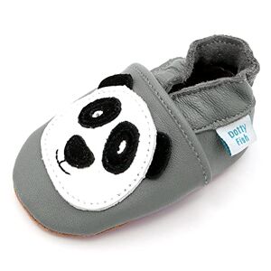 Dotty Fish Chaussures en Cuir Souple pour bébé et Tout-Petit Semelles antidérapantes en Daim. Panda gris et blanc. 23 EU (18-24 Mois) - Publicité