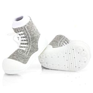 Attipas Sneakers – Chaussons de marche ergonomiques en coton   Chaussons pour bébé et enfant   Souple, respirant, semelle antidérapante Gris gris, 20 EU - Publicité