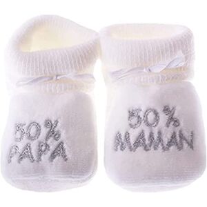 NOSBEBES® Chaussons bébé idée Cadeau bébé maternité ou idée Annonce de Grossesse (BLANC-1/2) 0-3 mois Etroit - Publicité