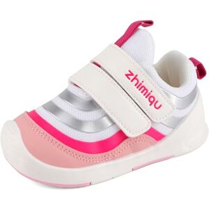 MASOCIO Chaussure Bebe Fille Baskets Bébé Chaussures Premiers Pas Souple Chausson Taille 21 Blanc Rose (Taille Fabricant 18) - Publicité