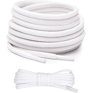 FIHODONE 2 Double Lacets Haussures 120cm Lacets Blancs pour Baskets,4mm Lacet Elastique Haute Qualité Lacet Enfant, Convient pour Hommes et Femmes Baskets Blanches Chaussures en Toile,Bottes,etc - Publicité