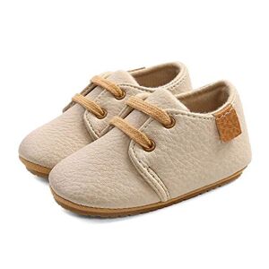 LACOFIA Baskets bébé garçon Filles Chaussures Premiers Pas Oxford à Lacets Chaussures de Marche antidérapantes pour bébé Beige 6-12 Mois - Publicité