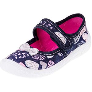 Viggami Chaussons pour fille avec fermeture Velcro. Bleu Cœurs bleu foncé, 27 EU - Publicité