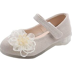 Generic Sandales pour bébé fille Motif floral Chaussures individuelles Diamant brillant Bowknot Chaussures de princesse Sandales en cuir Chaussures de danse Chaussures d'été, Z2 beige., 27 EU - Publicité