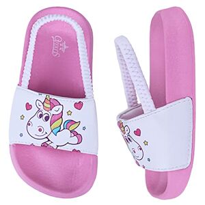 Dream QuanZhou Pantoufles de Plage Filles Été Confortable Claquette de Piscine Enfant Bain Pantoufles de Douche Antidérapant Sandales 28 Rose Blanc - Publicité