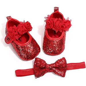 Carolilly Chaussures Bébé Filles avec Bandeau Baptême Cérémonie Chaussures Antidérapantes Semelle Souple Cadeau pour Bébé Fille - Publicité