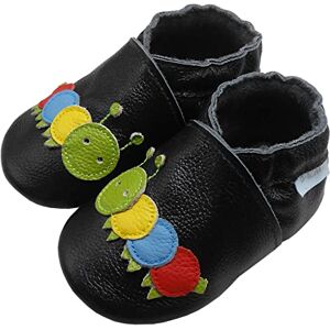 Basrakids Chaussons Bébé Fille Garcon Chaussures Bébé Chausson Cuir Souple Bebe-Antidérapants Chaussures Premiers Pas Bébé Garçon Chenille Noir (L, 22/23EU) - Publicité