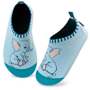 Kyopp Chaussons Enfants Garçons Respirant Pantoufles Filles Doux Antidérapant Chaussette Chaussures Unisexe（Éléphant Bleu lac22/23 EU） - Publicité