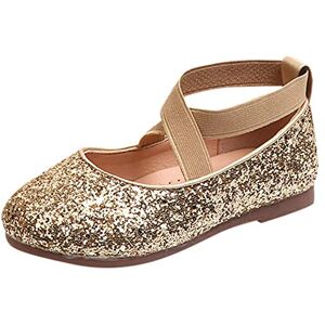 IQYU Chaussures pour fille Ballerines Princesse Chaussures pour enfant Chaussures de danse à paillettes Chaussures de soirée Ballerines de mariage Chaussures élégantes et lumineuses, or, 28 - Publicité