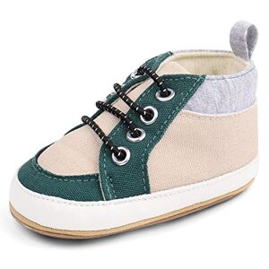 LACOFIA Chaussure Premier Pas Bébé Garçon Baskets Souple à Lacets pour Bébé Beige+Vert 12-18 Mois - Publicité