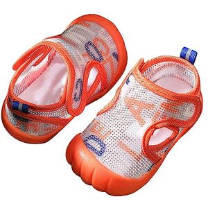 BOTCAM Chaussures d'été pour bébé fille garçon Sandales à fond plat non slio Bout semi-ouvert Respirant Chaussures souples Chaussures bébé garçon, Z B Orange, 19 EU - Publicité