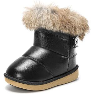 KVbabby Filles Bottes de Neige Antidérapant Sole souple Bottes d'hiver Bébé Fourrure Doublé Antidérapant Bottes,noir-1,20 EU = étiquette 21 - Publicité