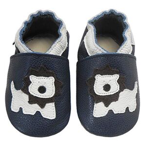 Bemesu chaussures rampantes pour bébés premiers marcheurs pantoufles en cuir pantoufles pour enfants en cuir souple pour filles et garçons ours noir (XL, EU 23-24) - Publicité