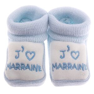 Fruit de ma passion Chaussons bébé brodés J'aime Marraine + coeur FDMP, 0/3mois couleur au choix (Bleu/blanc) - Publicité