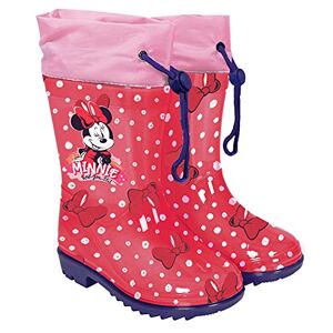 PERLETTI Bottes de Pluie Minnie Mouse Rouge à Pois Enfant Bottines Fille Disney Minni Ecole Semelle Antidérapante Galoches Chaussures Imperméables Cordon de Serrage (Rouge, 26/27 EU) - Publicité