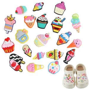 LEUUD Charmes de Chaussure de PVC, 20 Pièces Pins pour Crocs, Chaussures Clips Décoration Crème Glacée, Ornements Chaussures pour Filles pour Garçon Fille Enfant Adulte - Publicité