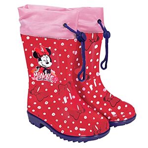 PERLETTI Bottes de Pluie Minnie Mouse Rouge à Pois Enfant Bottines Fille Disney Minni Ecole Semelle Antidérapante Galoches Chaussures Imperméables Cordon de Serrage (Rouge, 28/29 EU) - Publicité