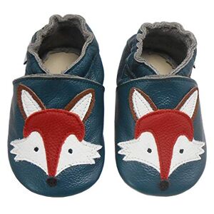 Bemesu Chaussures rampantes pour bébés Premiers Marcheurs Pantoufles en Cuir Pantoufles pour Enfants en Cuir Souple pour Filles et garçons Renard Bleu (XL, EU 23-24) - Publicité