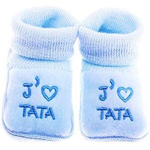 NOSBEBES® Chaussons bébé idée Cadeau bébé maternité ou idée Annonce de Grossesse (BLEU-TA) 0-3 mois Etroit - Publicité