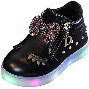 TDEOK Baskets de Sport LED Filles bébé Bottes en Cristal pour bébé Bowknot Enfants Chaussures Lumineuses Chaussures de bébé Baskets Talon Compensé (Black, 21) - Publicité