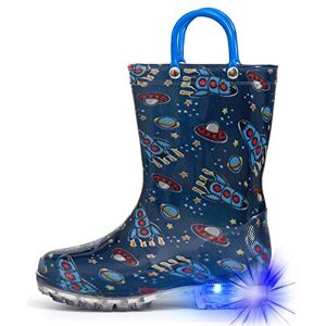 Hugrain Adorables bottes lumineuses pour enfants avec poignées faciles à enfiler, Bleu marine Cosmos, 23 EU - Publicité