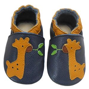 Bemesu chaussures rampantes pour bébés premiers marcheurs chaussons en cuir chaussons pour enfants en cuir souple pour filles et garçons girafes pétrole (XL, EU 23-24) - Publicité