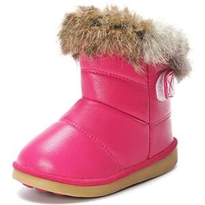 KVbabby Filles Bottes de Neige Antidérapant Sole souple Bottes d'hiver Bébé Fourrure Doublé Antidérapant Bottes,rose,20 EU = étiquette 21 - Publicité