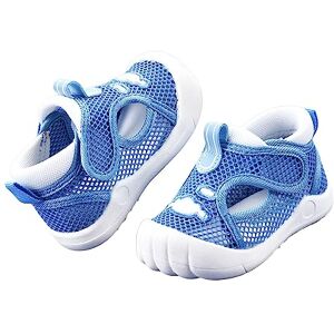 TDEOK Pantoufles pour filles 31 et filles, nouveau-nés, baskets d'été, design mignon en maille respirante, sandales de randonnée pour bébé avec nœuds, bleu, 23 EU - Publicité