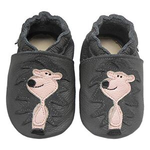 Bemesu chaussures rampantes pour bébés premiers marcheurs pantoufles en cuir pantoufles pour enfants en cuir souple pour filles et garçons lion gris (XL, EU 23-24) - Publicité