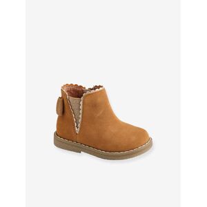 Vertbaudet Boots cuir bébé fille élastiqués camel MARRON 23 - Publicité