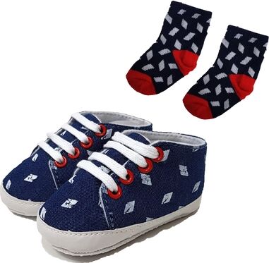 HÜTTE & CO Chaussons bébé quatre pattes et chaussettes bleu