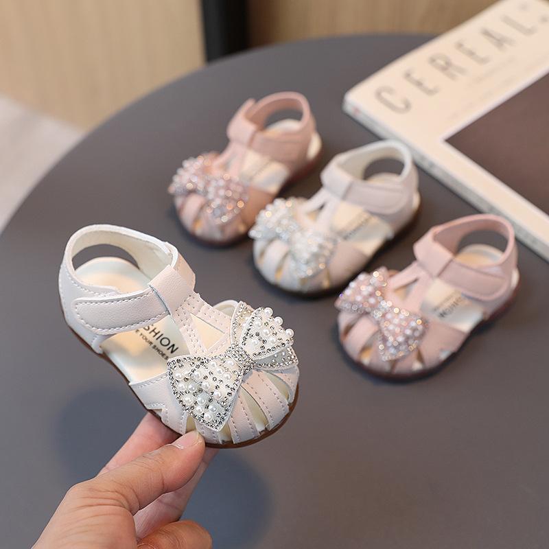 New Summer Girls Sandals Fashion Leather Shoes Breathable Non-slip Toddle Shoes Soft Bottom Hollow Sandals Shoes for Children