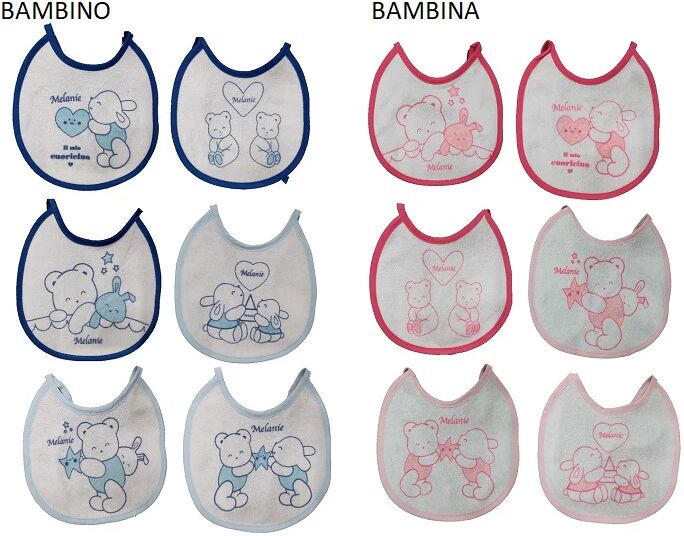 MELANIE Set 6 Bavette Neonato Art Ap132 Colore A Scelta Misura Unica BAMBINO UNICA