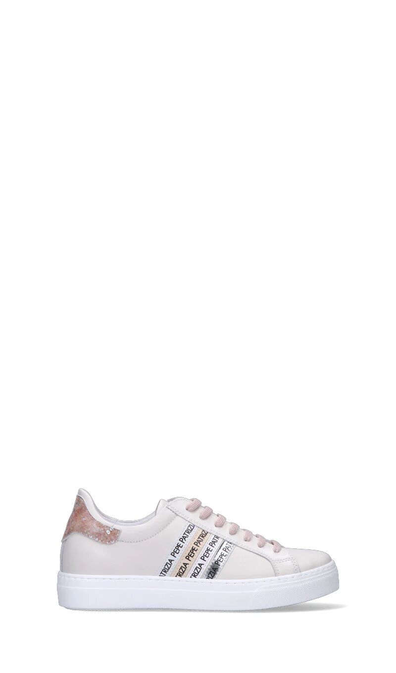 PATRIZIA PEPE JUNIOR Sneaker ragazza bianca/rosa in pelle BIANCO 35