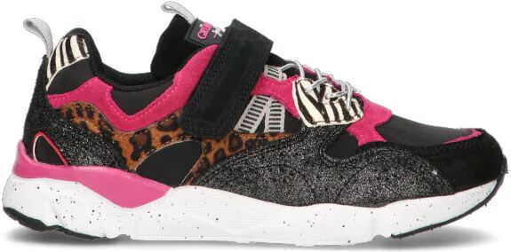 GRUNLAND Sneaker ragazza nera/fucsia in pelle NERO 38