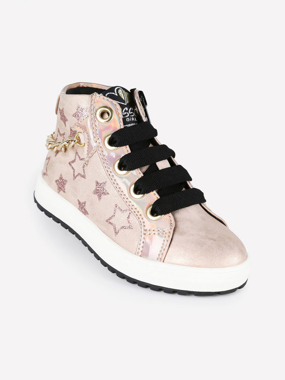 Asso Sneakers alte da bambina con catena Sneakers Alte bambina Rosa taglia 24