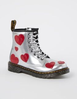 Dr. Martens 1460 biker boot van lakleer met print - Zilver