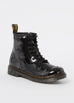 Dr. Martens 1460 biker boot van lakleer met print - Zwart