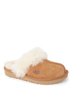 UGG Cozy II pantoffel van suède en wol - Kastanjebruin