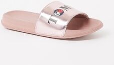 Tommy Hilfiger Slippers met metallic finish en logo - Roze