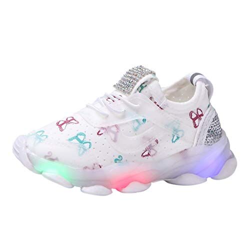 UnoSheng Schoenen met glitter dames kinderen kinderen oplichtend kinderen kinderen lichte babyschoenen babyschoenen loopschoenen winter 20, wit, 15-18 Monate